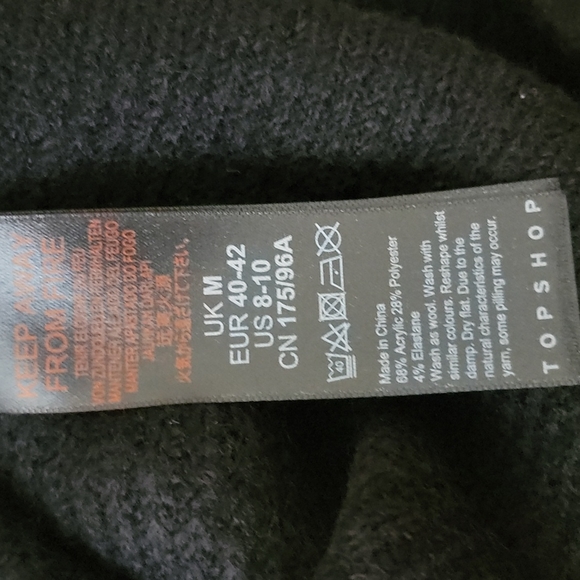 Topshop Black Chevron Crop Sweater Size M - Picture 5 of 8